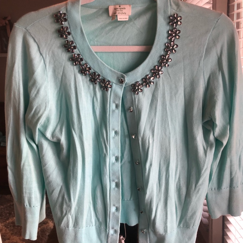 Kate Spade embellished aqua cardigan